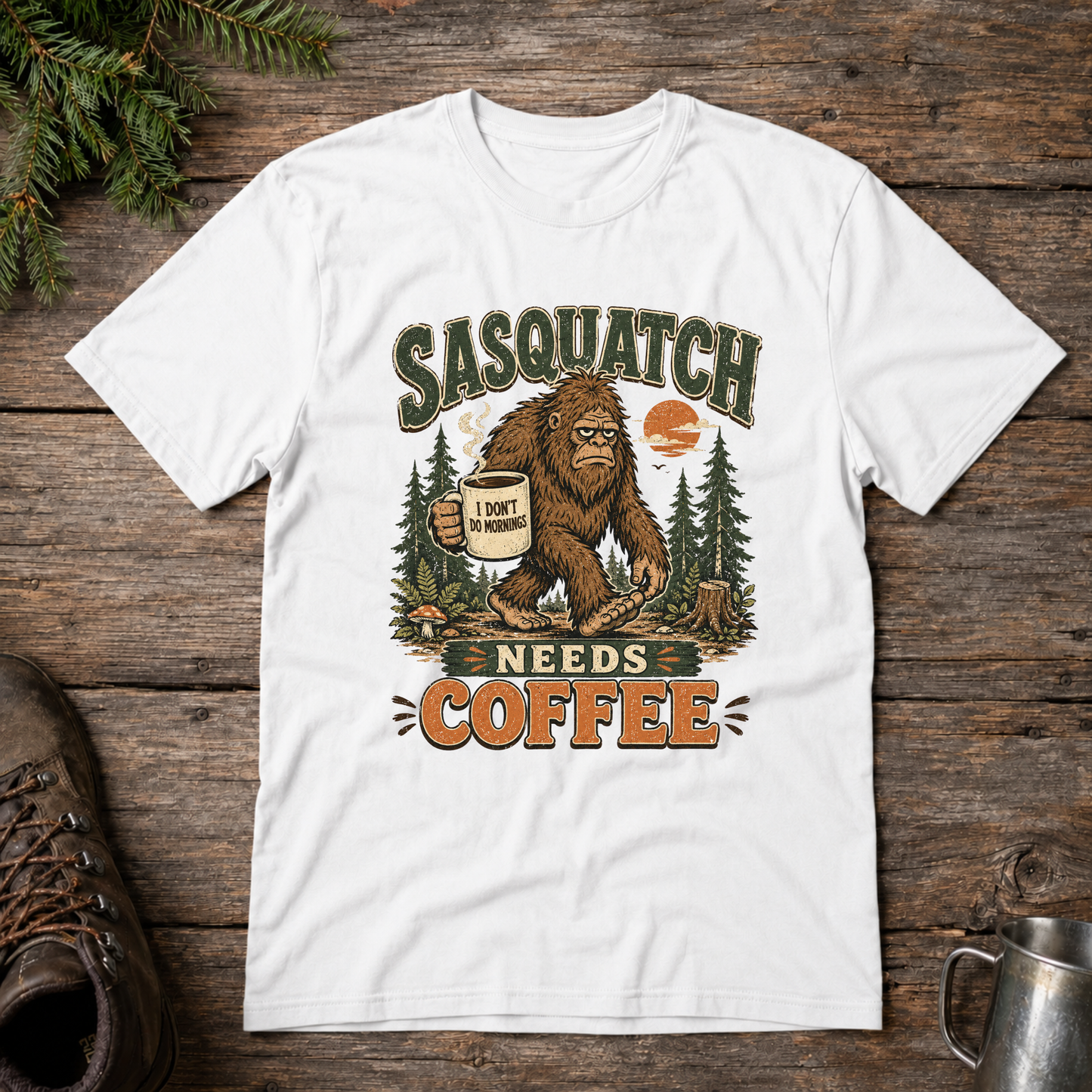 Sasquatch Needs Coffee t-shirt
