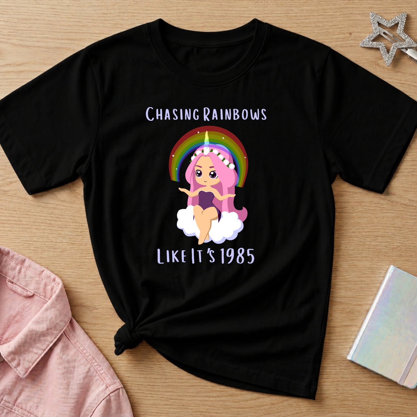 Chasing Rainbows Like It's 1985 t-shirt