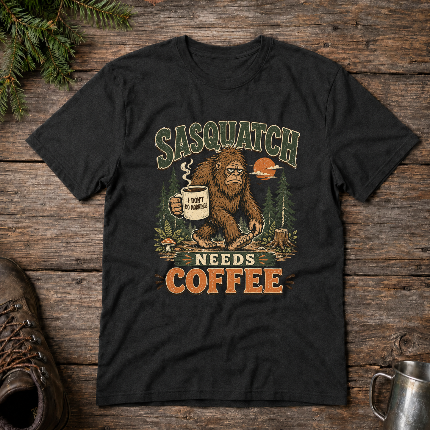 Sasquatch Needs Coffee t-shirt