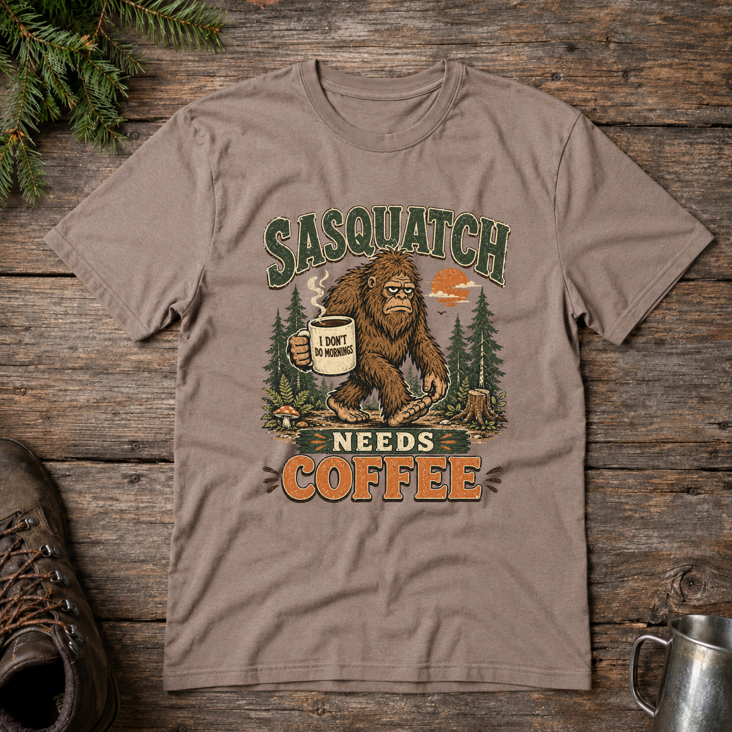 Sasquatch Needs Coffee t-shirt