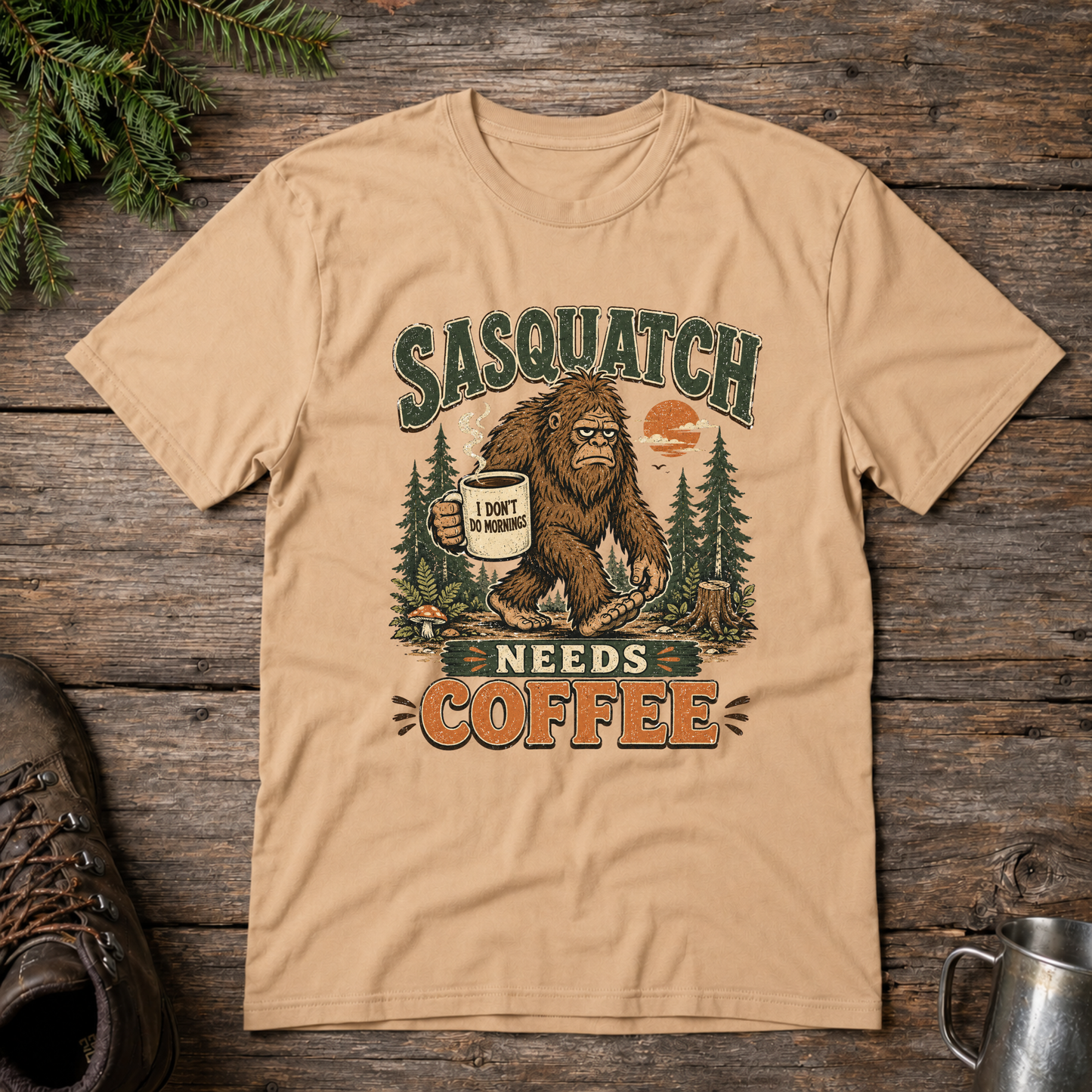 Sasquatch Needs Coffee t-shirt