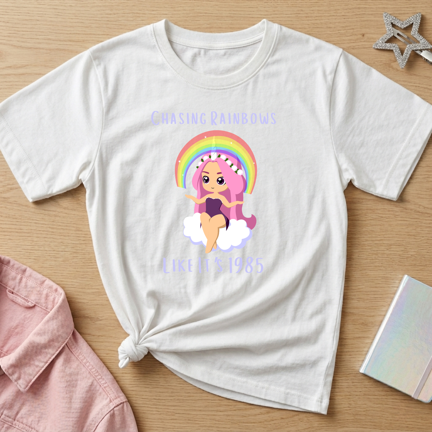 Chasing Rainbows Like It's 1985 t-shirt